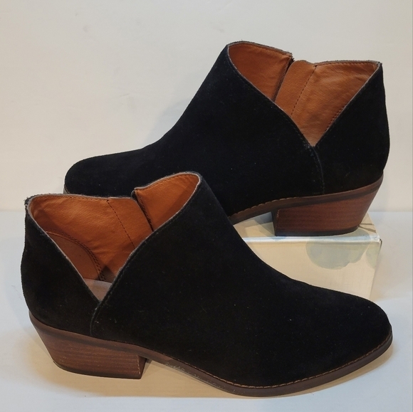 LUCKY BRAND Fenley Black Oiled Suede Leather Ankle Booties, Size 7.5 - Picture 1 of 10